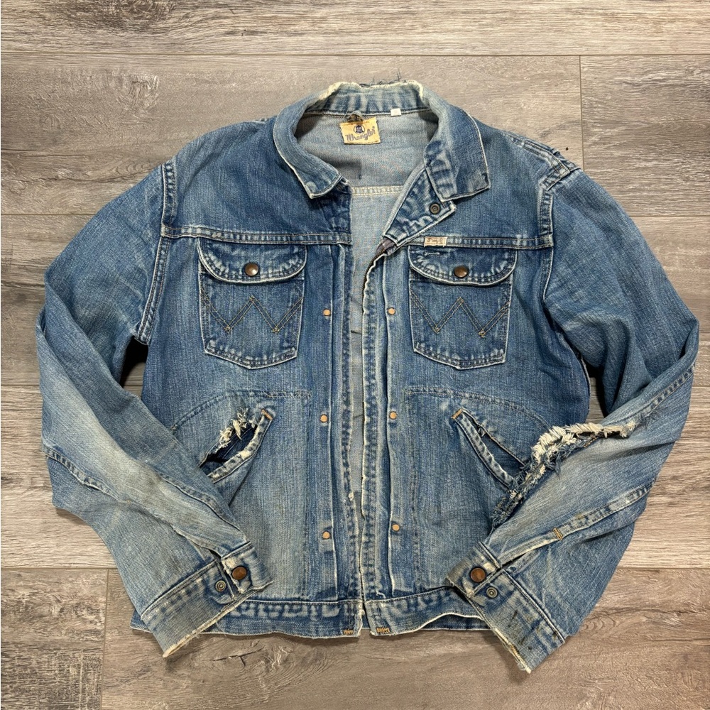WRANGLER Blue Bell 1950s 8MZ Denim Zip-Up Vintage Blue Jacket Size 42